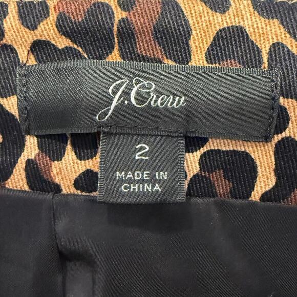 J. Crew Leopard Print Pencil Skirt 2 Animal Print High Waist Office Career Fall - Picture 6 of 8